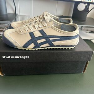 Onitsuka Tiger by Asics Beige and Navy Sneakers